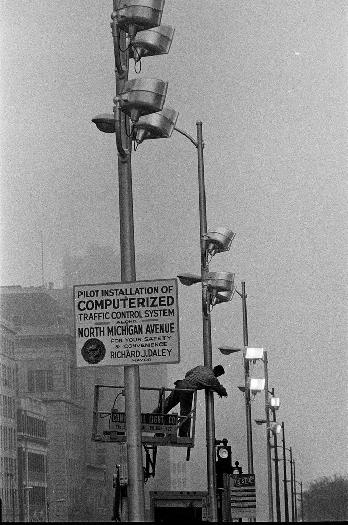 New traffic control device installation - Duane Hall for Chicago Sun-Times