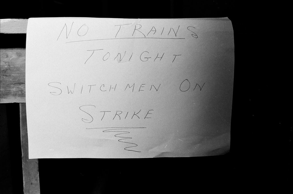 Travelers at Randolph Street Station during railroad switchmen strike - Chicago Sun-Times