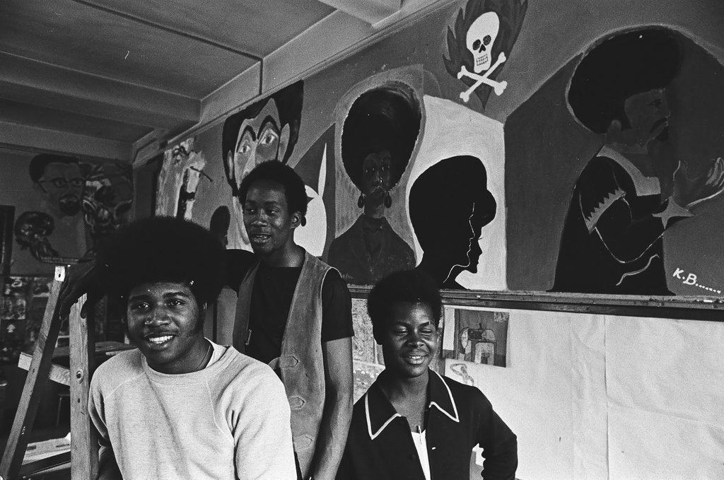 Three students in an art classroom at Hyde Park High School - Chicago Sun-Times