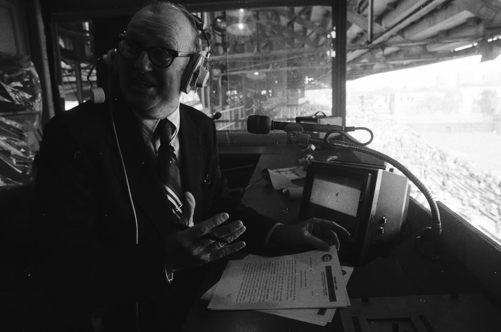 Jack Brickhouse at Wrigley Field - Bob Langer for Chicago Sun-Times