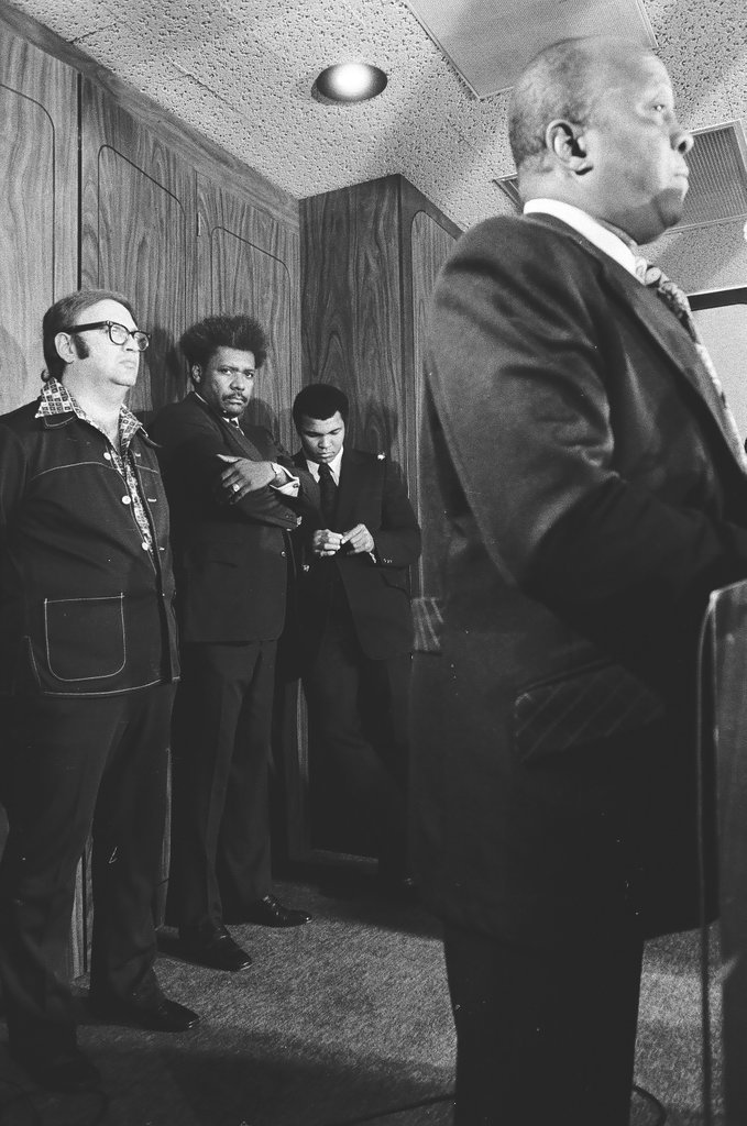 Muhammad Ali speaking about Wepner fight at press conference - Randy B. Leffingwell for Chicago Sun-Times