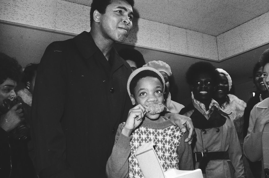Muhammad Ali at the opening of Ali's Trolley restaurant - Carmen Reporto for Chicago Sun-Times