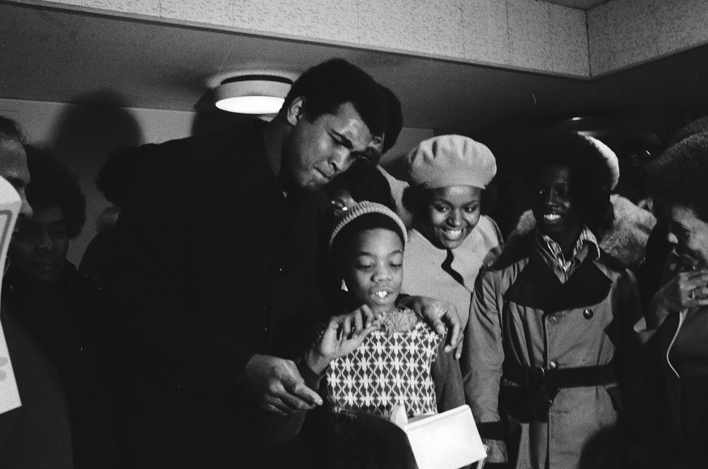 Muhammad Ali at the opening of Ali's Trolley restaurant - Carmen Reporto for Chicago Sun-Times