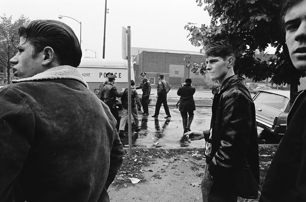 Police and students outside of Gage Park High School - Chicago Sun-Times