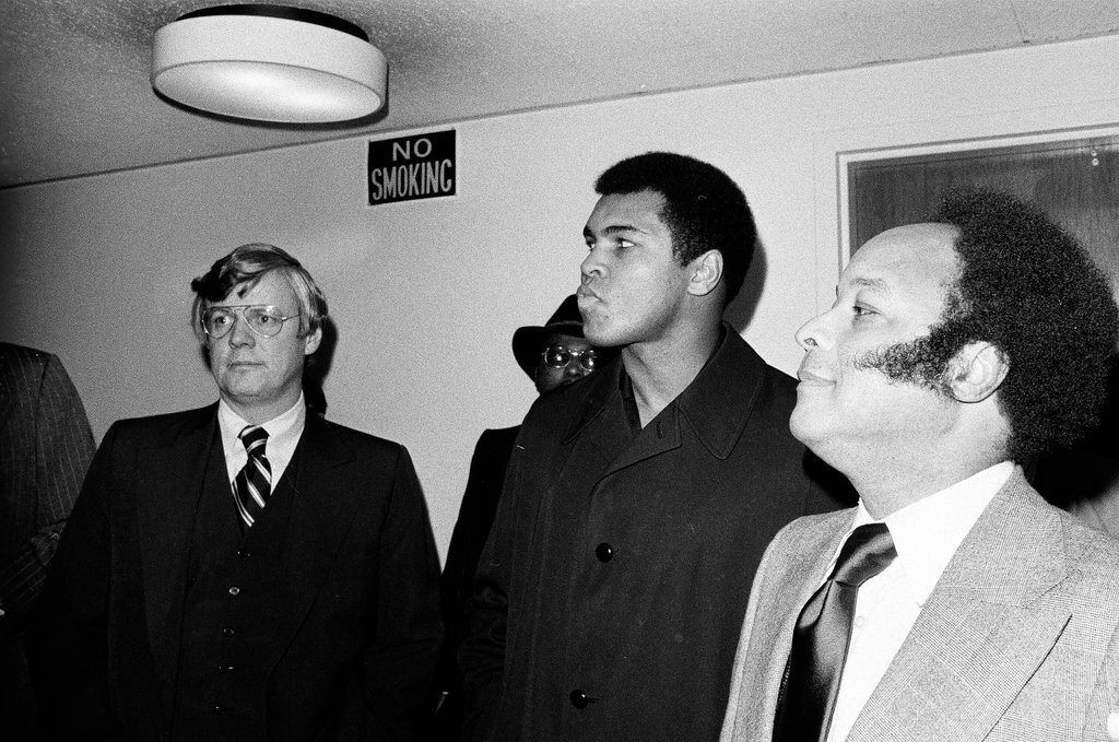 Muhammad Ali at the opening of Ali's Trolley restaurant - Carmen Reporto for Chicago Sun-Times