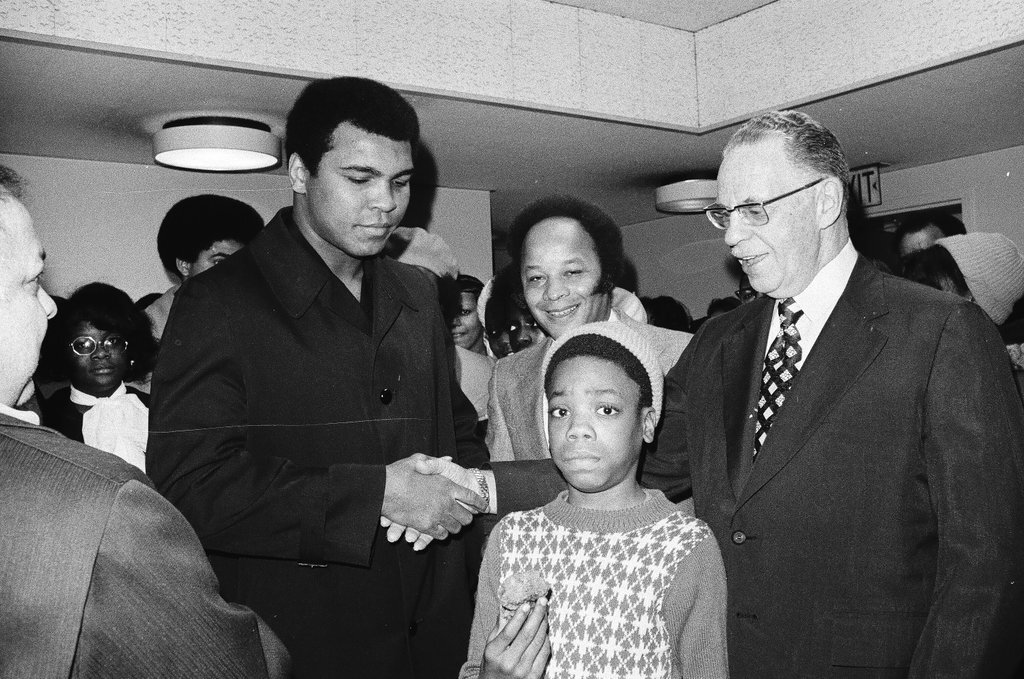 Muhammad Ali at the opening of Ali's Trolley restaurant - Carmen Reporto for Chicago Sun-Times