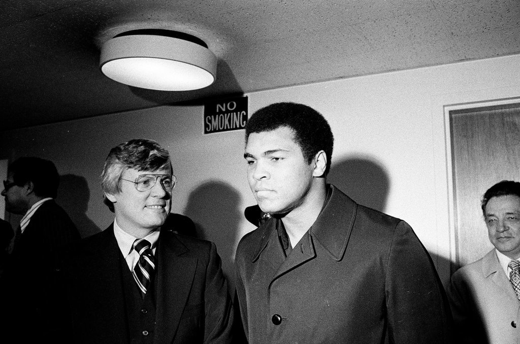 Muhammad Ali at the opening of Ali's Trolley restaurant - Carmen Reporto for Chicago Sun-Times