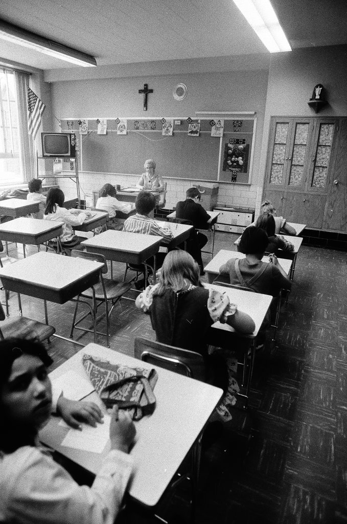 Children on the first day of school at Holy School - Chicago Sun-Times