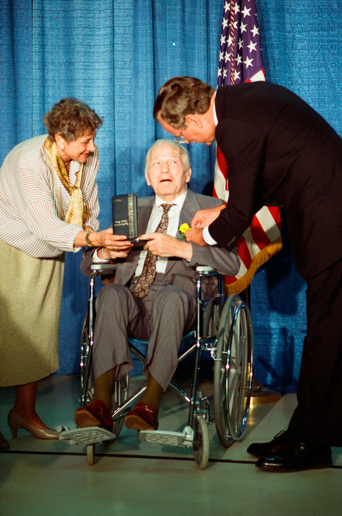 George Bush and Jim Edgar speaking at a campaign rally - Chicago Sun-Times
