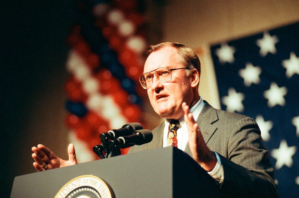 George Bush and Jim Edgar speaking at a campaign rally - Chicago Sun-Times