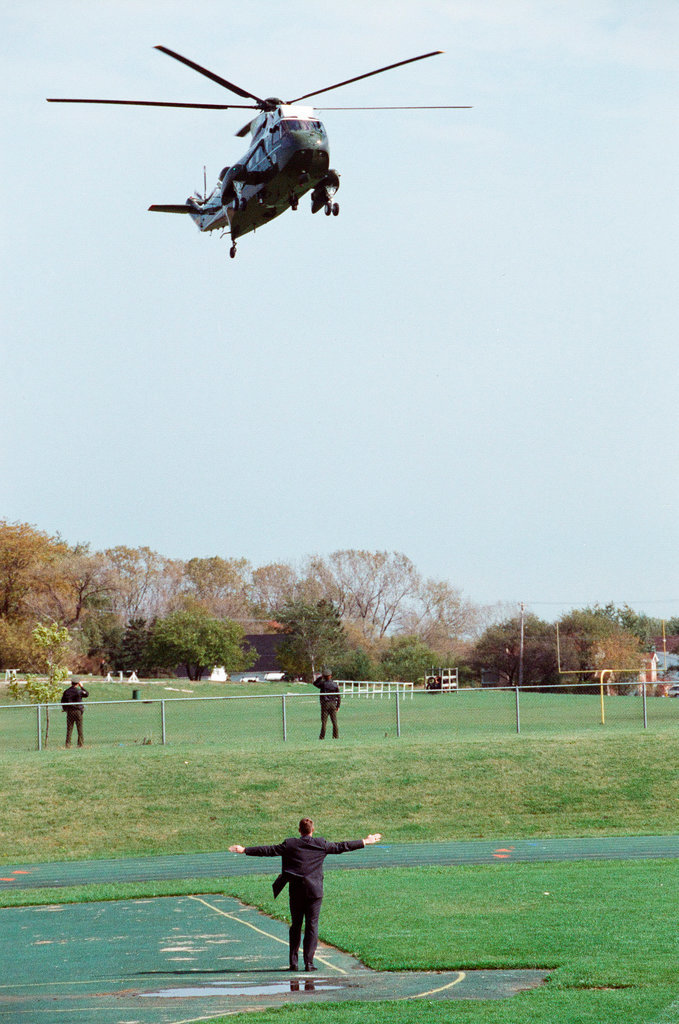 George Bush and Jim Edgar speaking at a campaign rally - Chicago Sun-Times