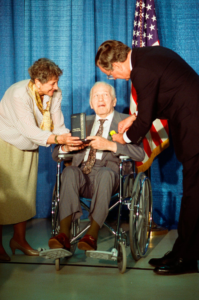 George Bush and Jim Edgar speaking at a campaign rally - Chicago Sun-Times