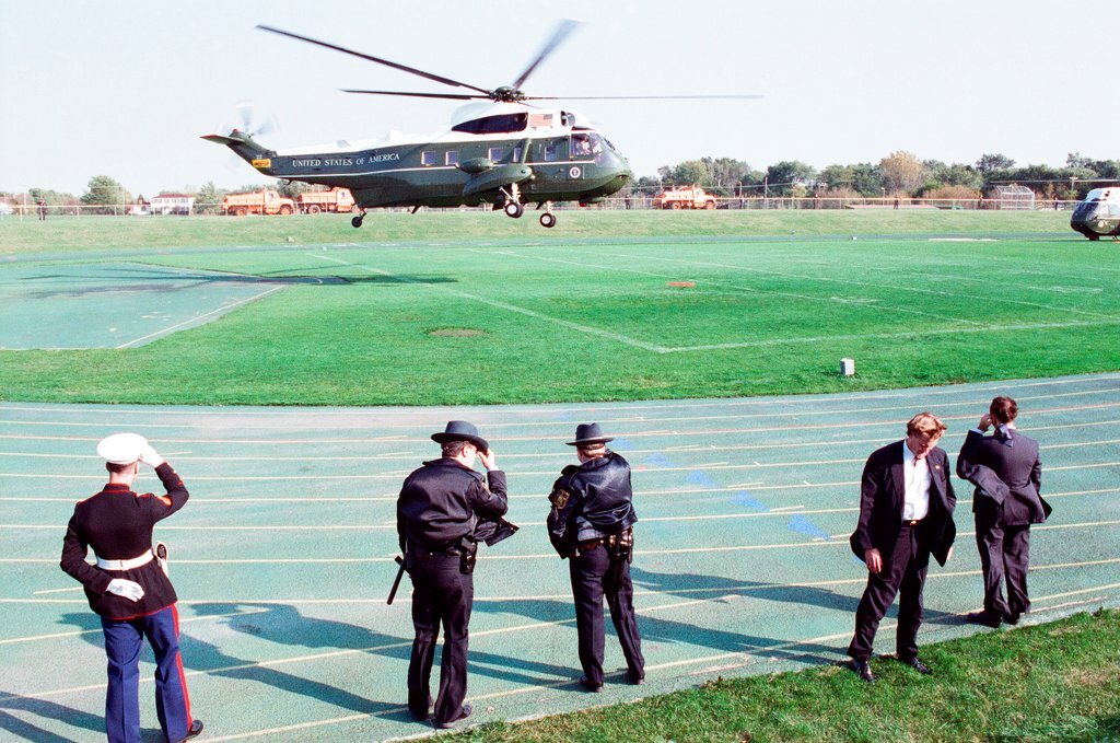 George Bush and Jim Edgar speaking at a campaign rally - Chicago Sun-Times