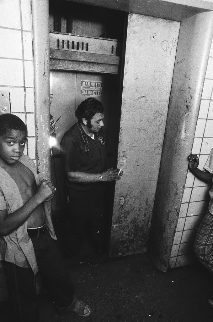 Repairman working on the elevators at Stateway Gardens - Chicago Sun-Times