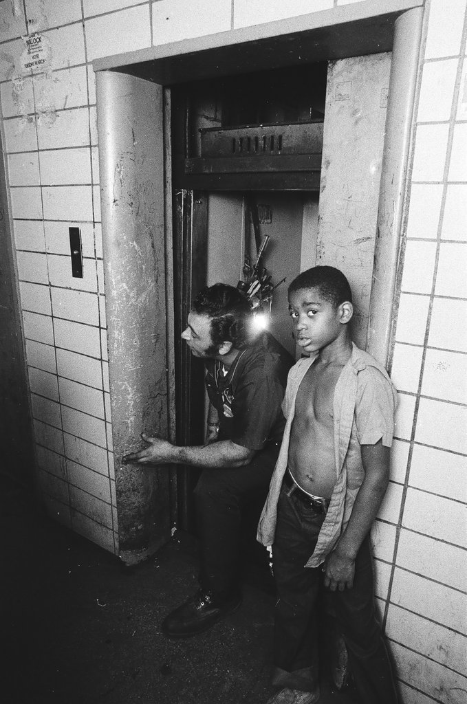 Repairman working on the elevators at Stateway Gardens - Chicago Sun-Times