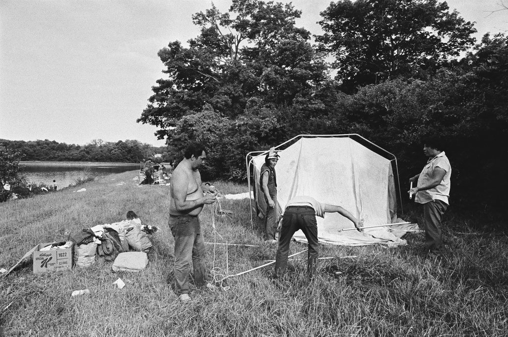 Native Americans setting up camp at Big Bend Lake - Chicago Sun-Times