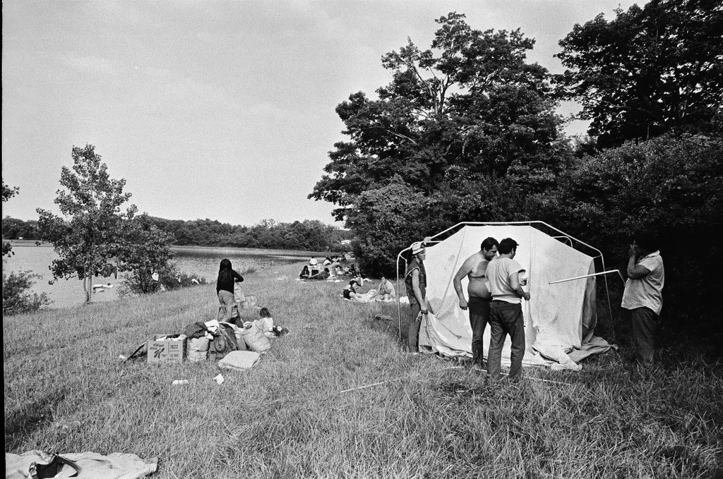 Native Americans setting up camp at Big Bend Lake - Chicago Sun-Times