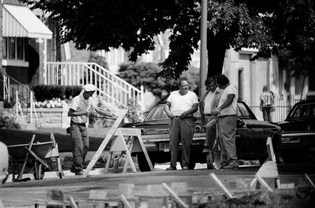 City workers on Belmont Avenue - Chicago Sun-Times
