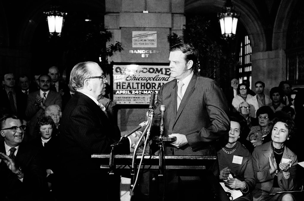 Mayor Richard J. Daley at the Health-o-rama exhibition - Chicago Sun-Times