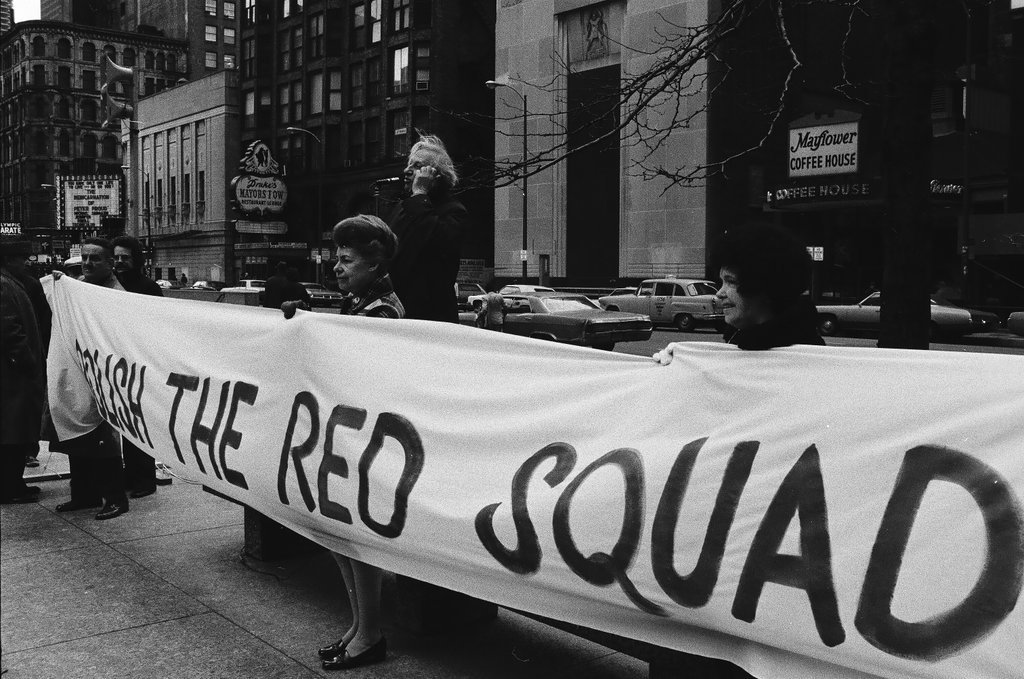 Studs Terkel at Red Squad protest - Chicago Sun-Times