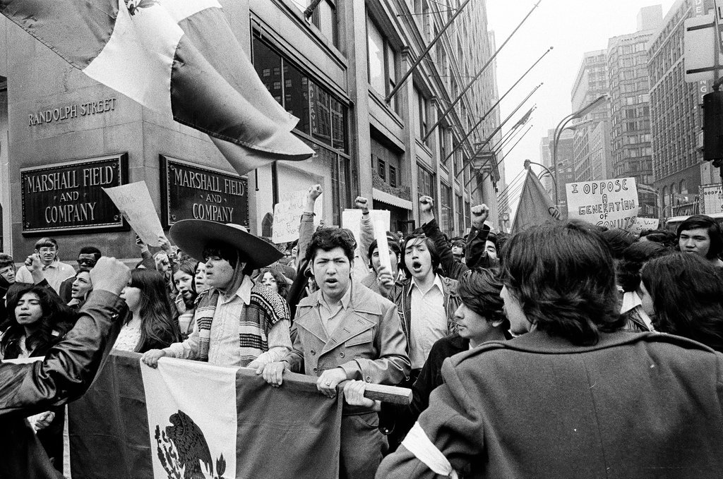Protest march in support of a Spanish-speaking high school - Chicago Sun-Times