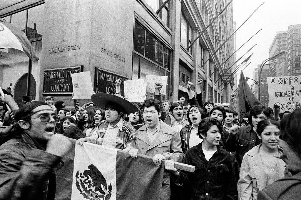 Protest march in support of a Spanish-speaking high school - Chicago Sun-Times