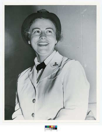 Portrait of Ensign Margaret Mary Heing dressed in her U.S. Navy WAVES uniform