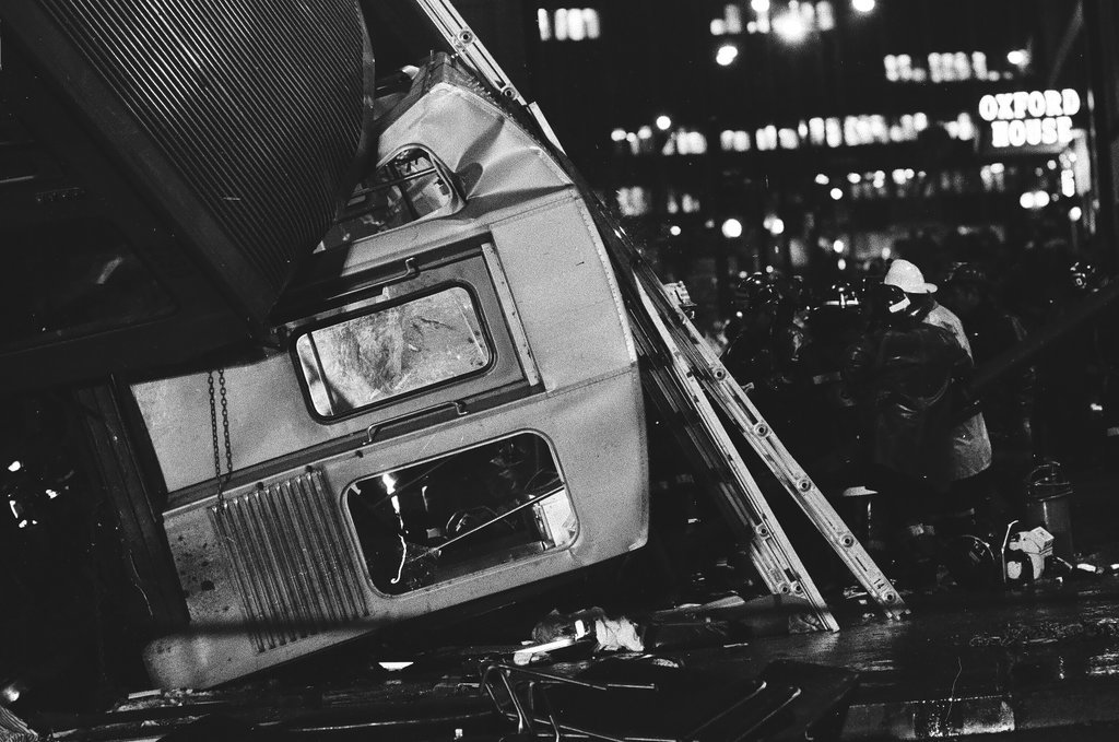 Elevated train derailment at Wabash Avenue and Lake Street - Chicago Sun-Times