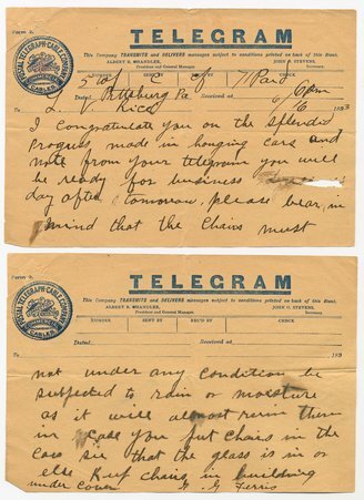 Telegram from George W. G. Ferris to L. V. Rice - George W. G. Ferris