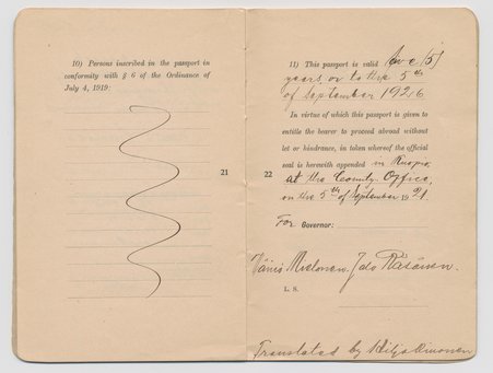 Passport of nanni Helena Korolainen, 1921 - Unknown