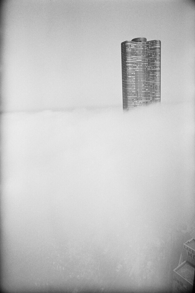 Lake Point Tower shrouded in fog - Howard D. Simmons for Chicago Sun-Times