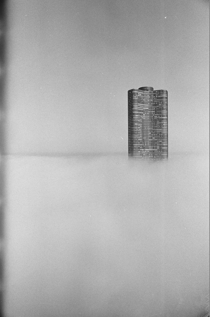 Buildings shrouded in fog - Howard D. Simmons for Chicago Sun-Times