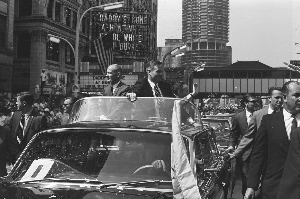 A parade goes through Grant Park for Apollo 11 astronauts Edwin Aldrin, Neil Armstrong, and Michael Collins - Duane Hall for Chicago Sun-Times