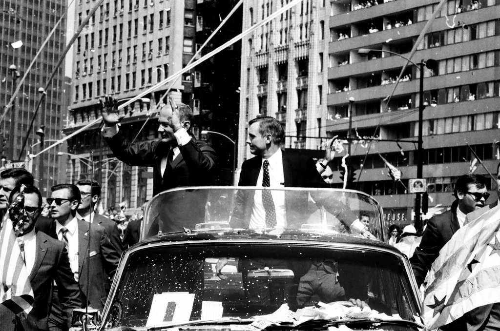 A parade goes through Grant Park for Apollo 11 astronauts Edwin Aldrin, Neil Armstrong, and Michael Collins - Duane Hall for Chicago Sun-Times