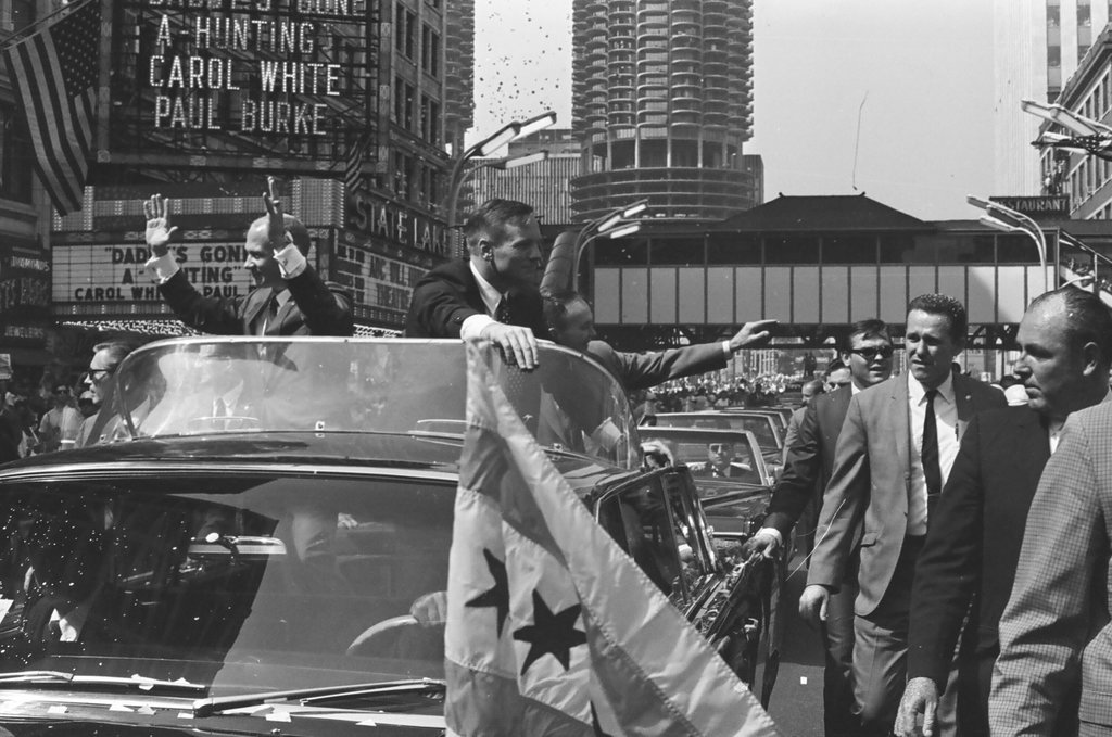 A parade goes through Grant Park for Apollo 11 astronauts Edwin Aldrin, Neil Armstrong, and Michael Collins - Duane Hall for Chicago Sun-Times