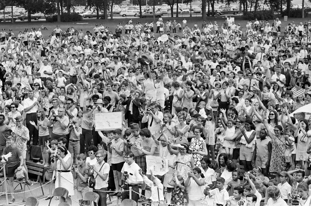 A parade goes through Grant Park for Apollo 11 astronauts Edwin Aldrin, Neil Armstrong, and Michael Collins - Jack Lenahan for Chicago Sun-Times