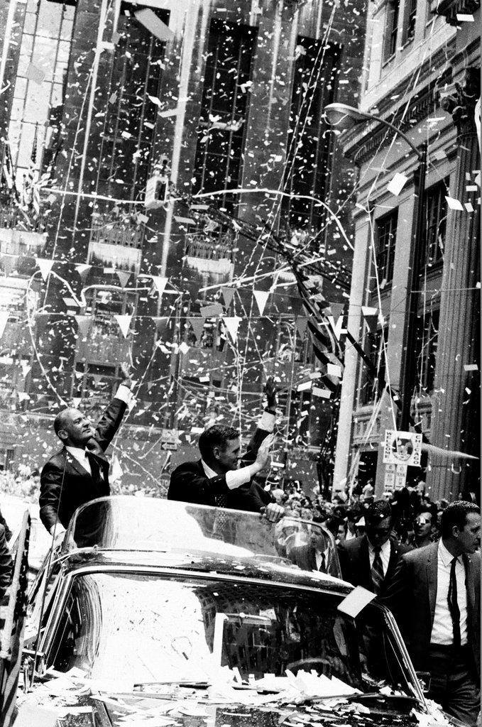 A parade goes through Grant Park for Apollo 11 astronauts Edwin Aldrin, Neil Armstrong, and Michael Collins - Duane Hall for Chicago Sun-Times