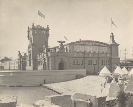 Exterior of the Krupp, Deutschland building, World's Columbian Exposition - CD Arnold
