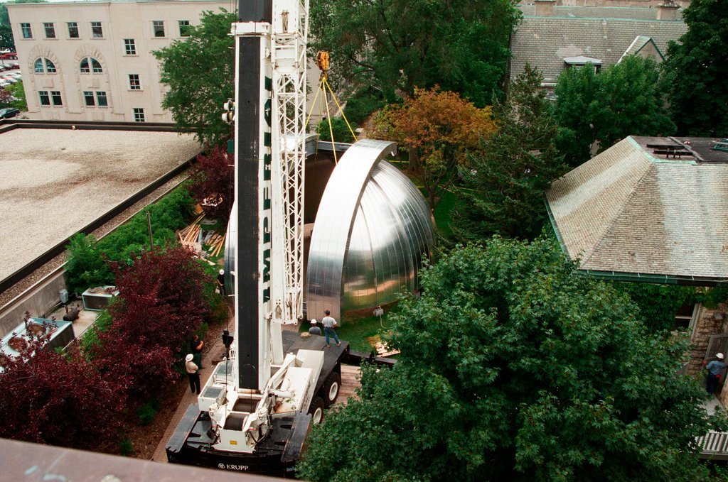 Crews install a new dome to the Dearborn Observatory - Chicago Sun-Times