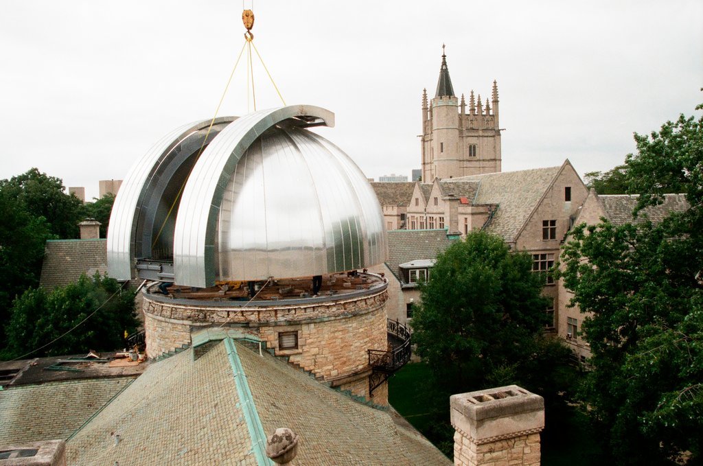 Crews install a new dome to the Dearborn Observatory - Chicago Sun-Times
