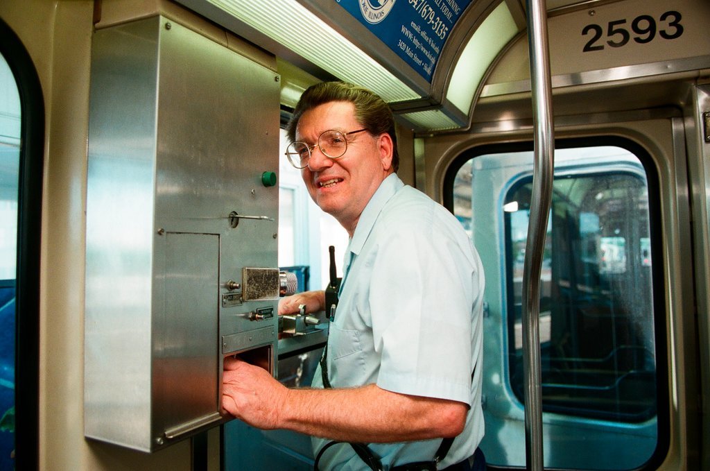 CTA conductor John Stiles prepares a train for operation - Chicago Sun-Times