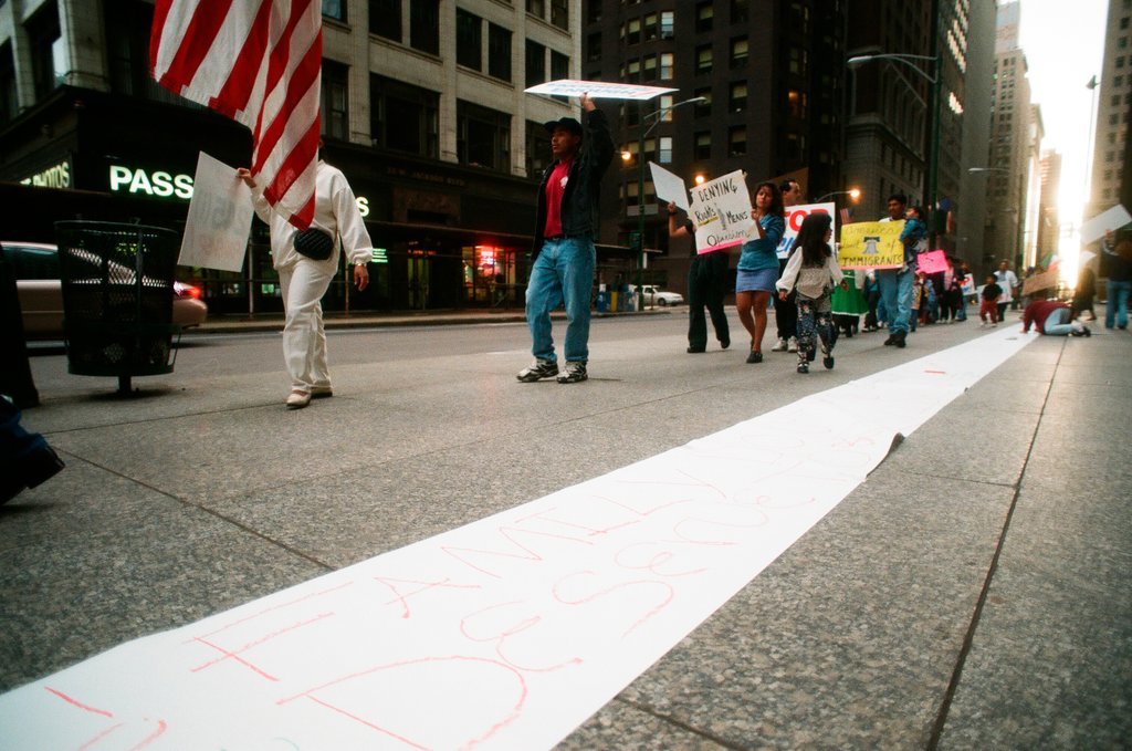 People protest outside Federal Building - Chicago Sun-Times