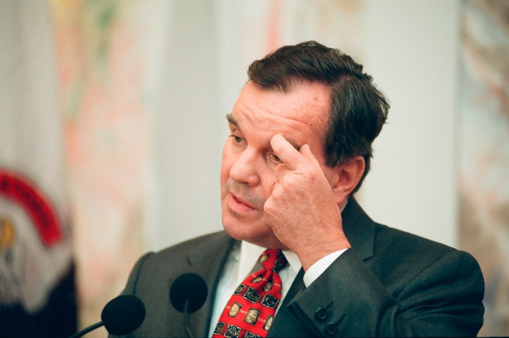 Mayor Richard M. Daley reacts to the announcement of police superintendent Matt Rodriguez's retirement - Chicago Sun-Times
