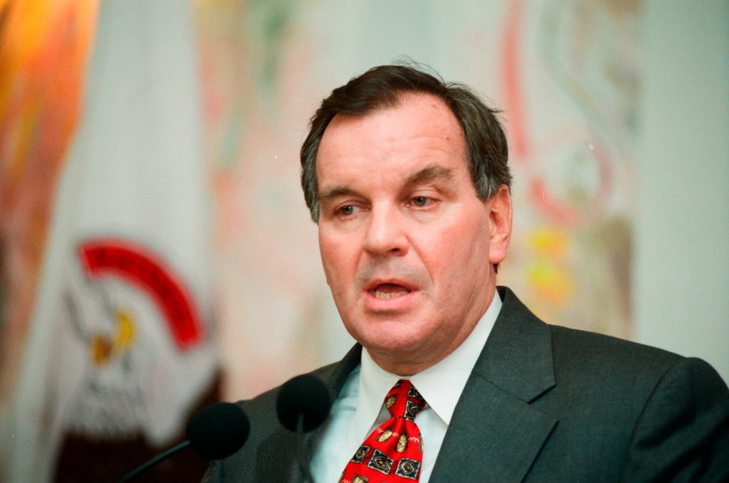 Mayor Richard M. Daley reacts to the announcement of police superintendent Matt Rodriguez's retirement - Chicago Sun-Times