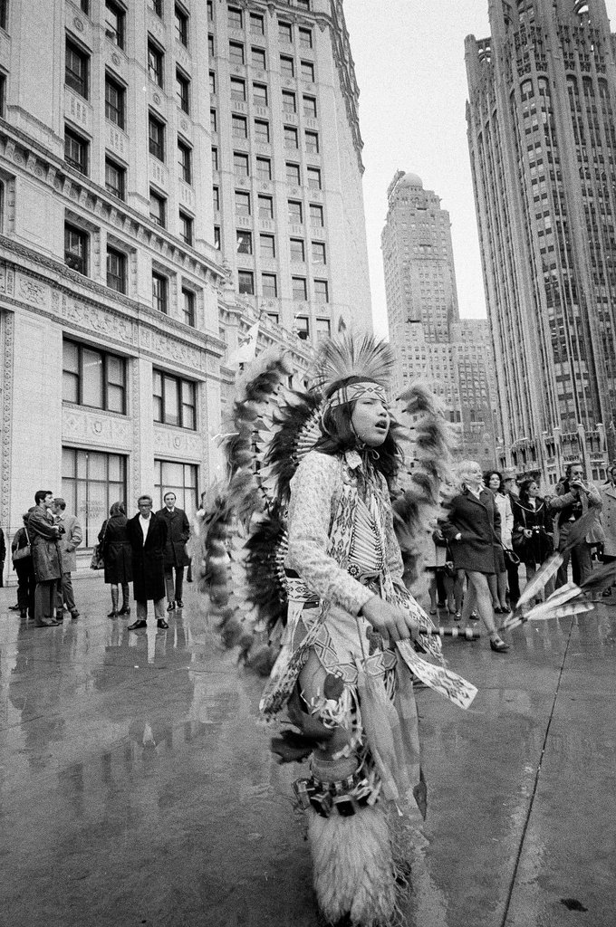 People in Native American dress attend the Chicago Tea Party to commemorate the event's bicentennial - Chicago Sun-Times