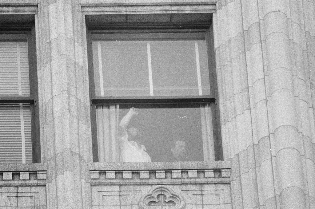 After being held hostage for ten hours, six individuals exit the West German Consulate offices - Chicago Sun-Times