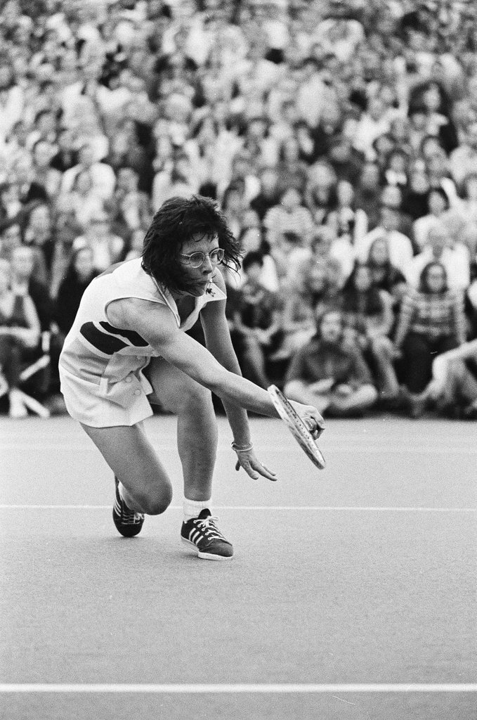 Billie Jean King plays in the Virginia Slims Tennis Tournament - Fred Stein for Chicago Daily News