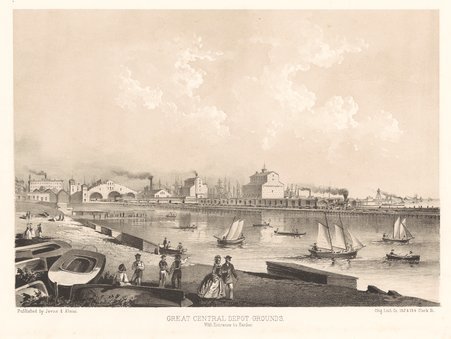 Jevne & Almini lithograph: Great Central Depot Grounds - Jevne & Almini