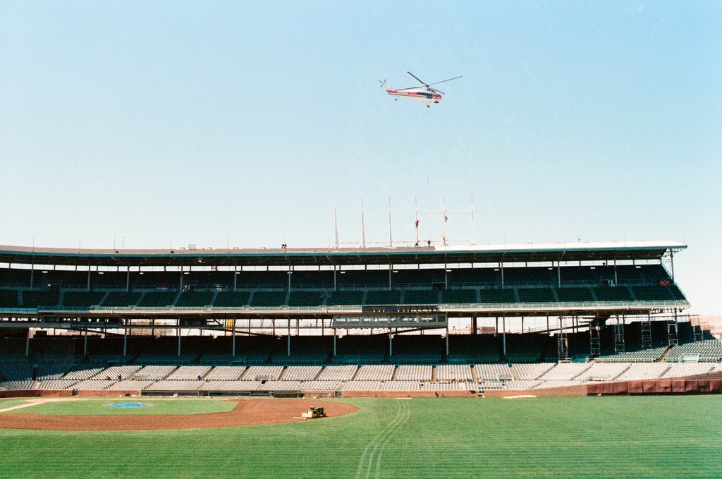 Installing lights at Wrigley Field - Chicago Sun-Times