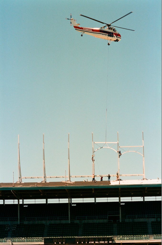 Installing lights at Wrigley Field - Chicago Sun-Times